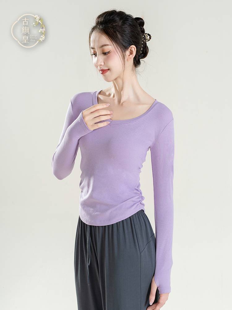 Ancient Banner Classical Dance Clothing Autumn and Winter long -sleeved T -shirts Chinese dance exercises modern dance -shaped dressing girl