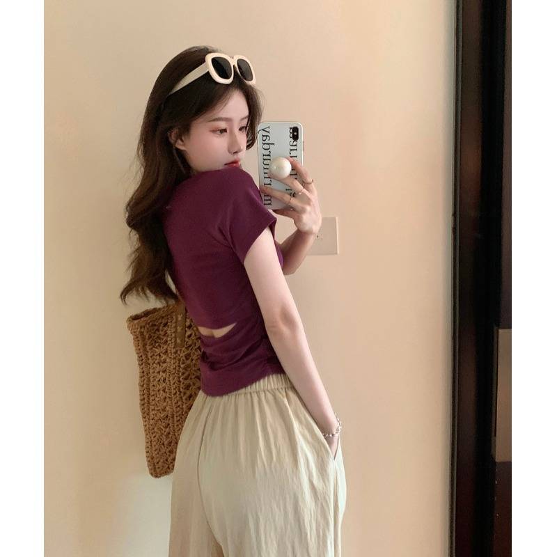 Modern dance top women's back -back short -sleeved body dance practice service Xia Xian thin adult Chinese classical dance base training uniform