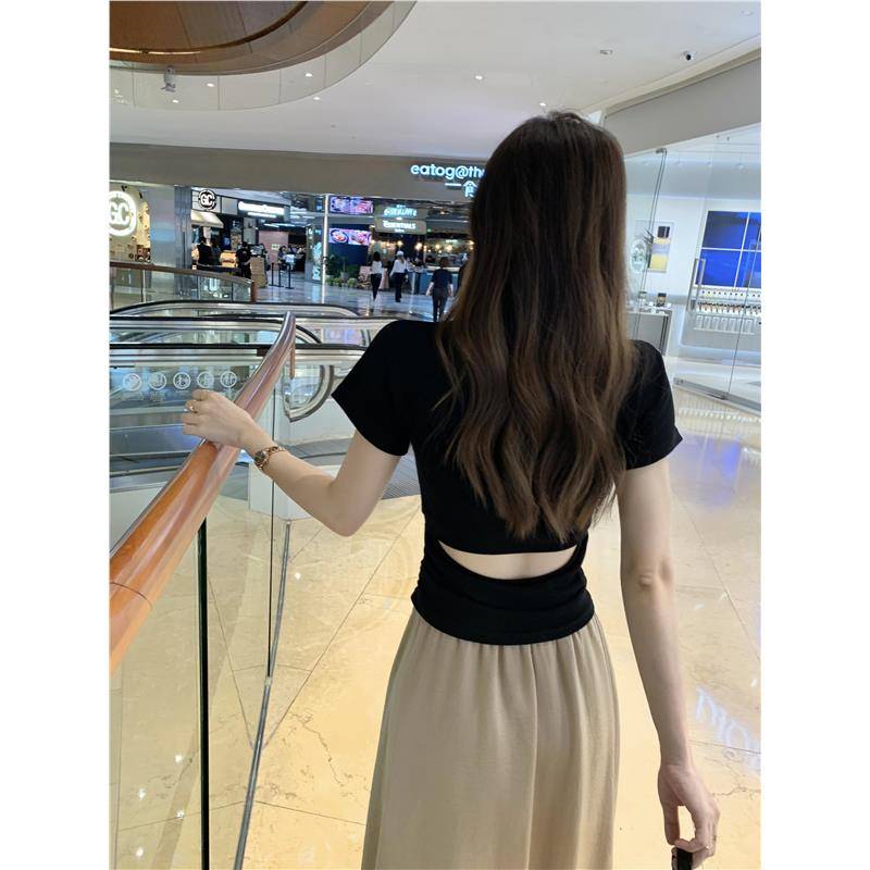 Modern dance top women's back -back short -sleeved body dance practice service Xia Xian thin adult Chinese classical dance base training uniform