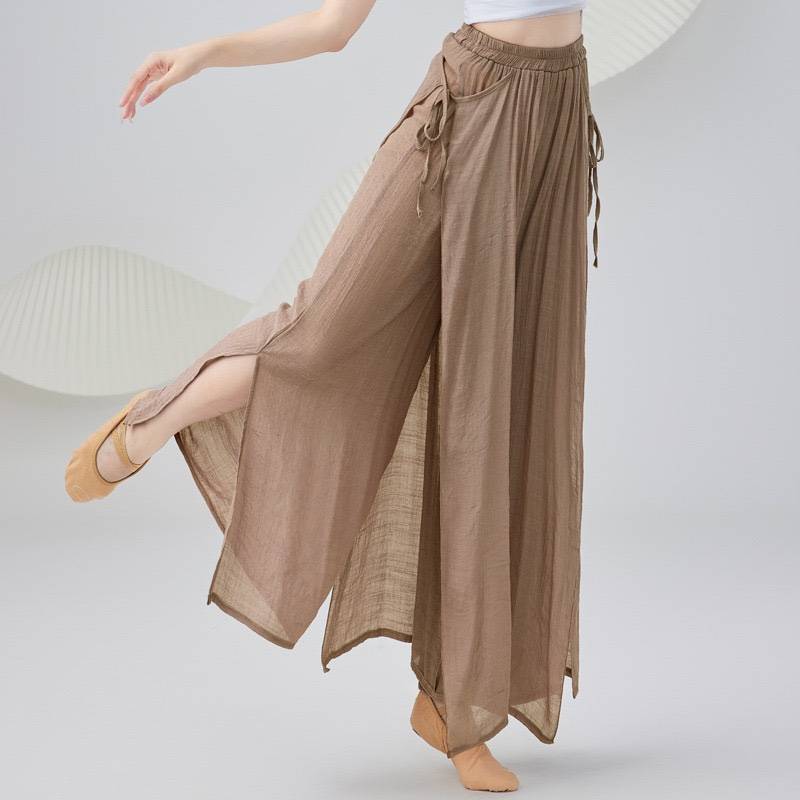 Cotton and linen classical dance exercise girl pants elegant leg pants adult dance clothing modern dance exercise trousers