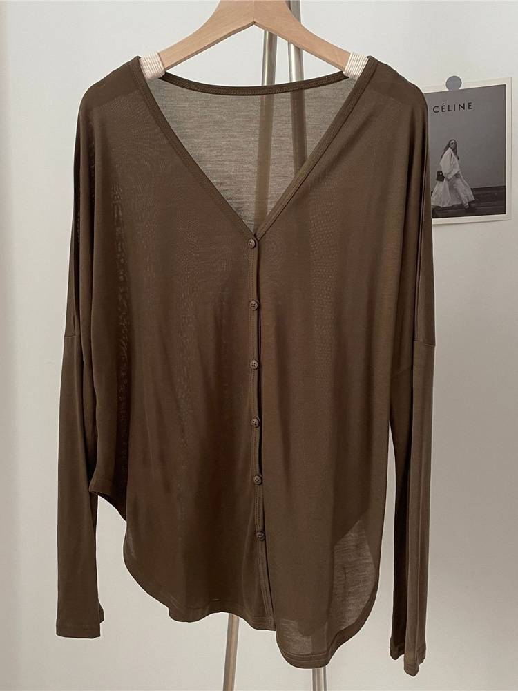 Tiansi thin sunscreen shirt air -conditioned shirt Modern dance clothing women's loose jacket irregular version button cardigan
