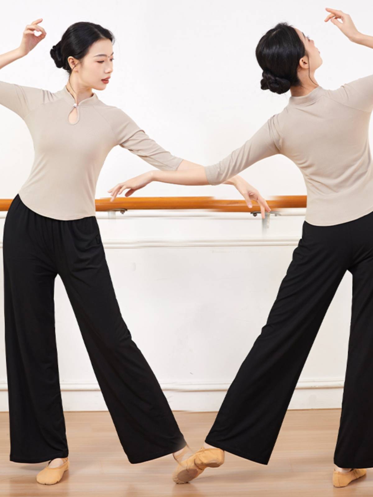 Classical dance exercise clothes Top, female adult dance service modern dance service, thin practice service, straight -legged pants new