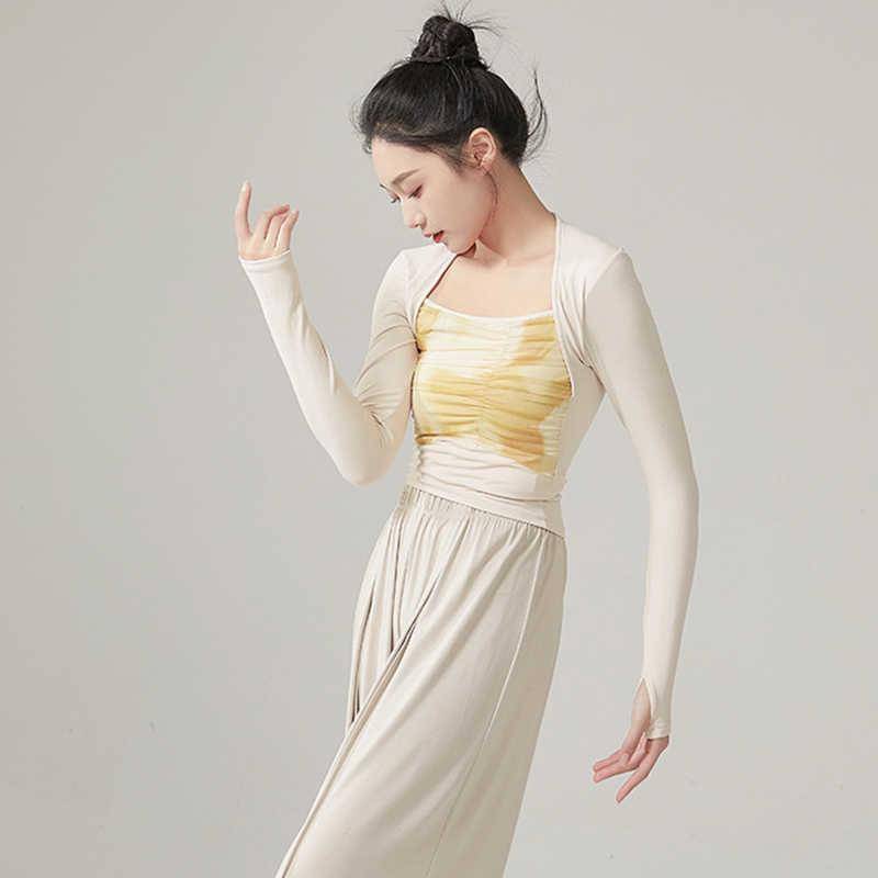 Modern dance exercise clothes top female art test national style classical dance training clothing 2024 new dance service