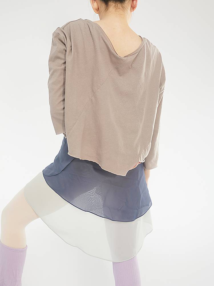 Yumo classic loose ballet Modern dance T -shirt jacket shirt yoga mid -sleeved small shirt and shoulders