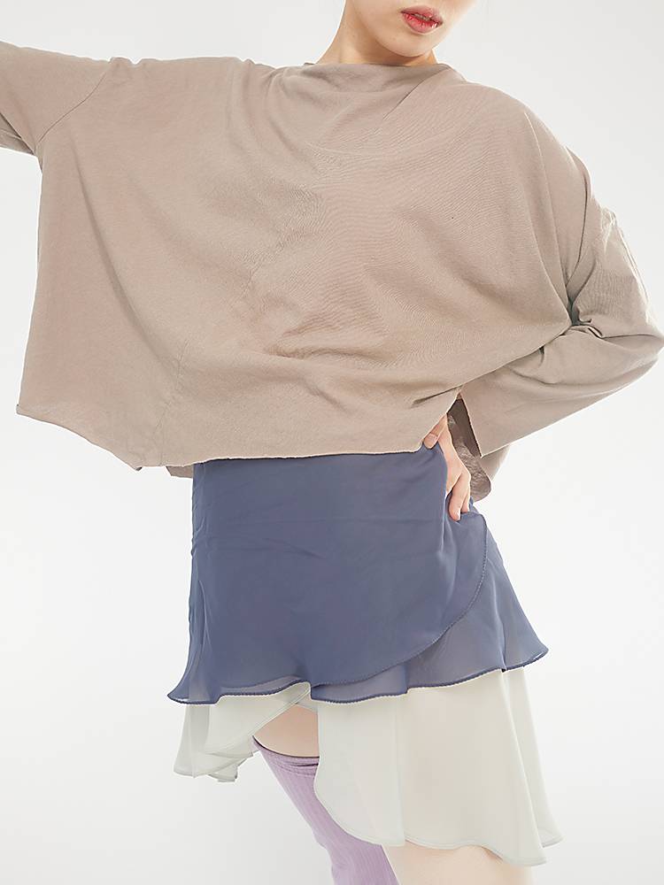 Yumo classic loose ballet Modern dance T -shirt jacket shirt yoga mid -sleeved small shirt and shoulders
