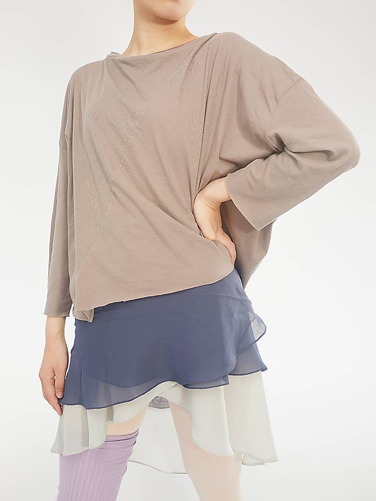 Yumo classic loose ballet Modern dance T -shirt jacket shirt yoga mid -sleeved small shirt and shoulders
