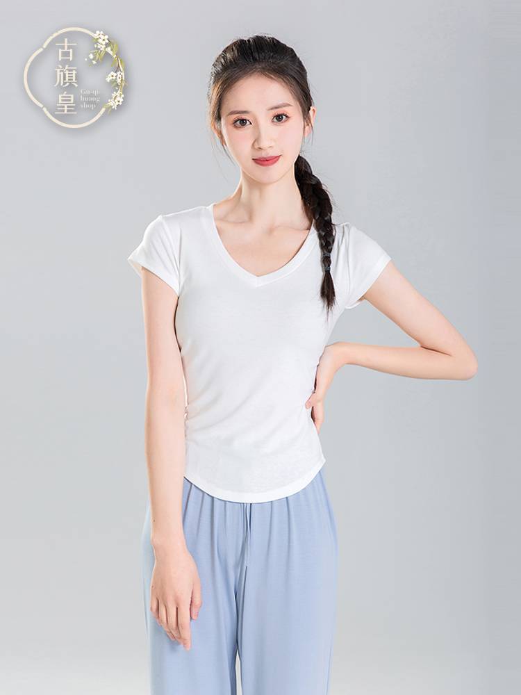 Ancient Banner Emperor Dance Server Top Summer Ballet Dance exercise adult short -sleeved clothes gymnastics modern dance service