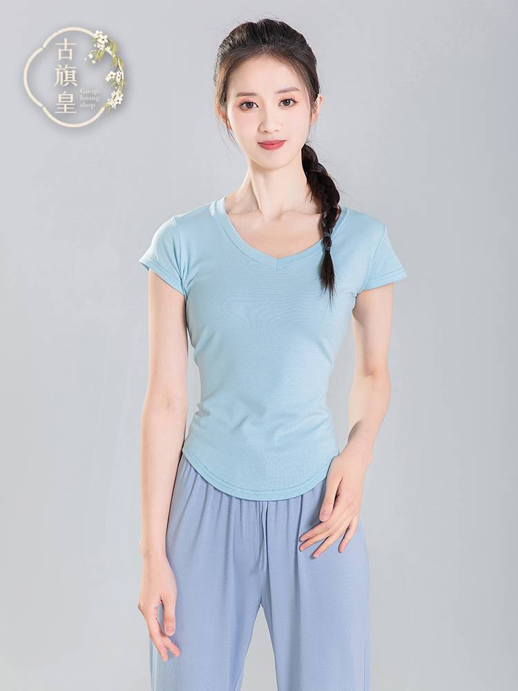 Ancient Banner Emperor Dance Server Top Summer Ballet Dance exercise adult short -sleeved clothes gymnastics modern dance service