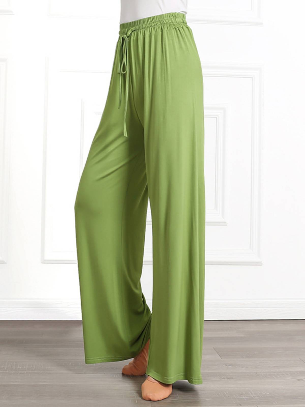 Modale's broad-legged high-legged, straight-skinned, modern-skinned dance pants