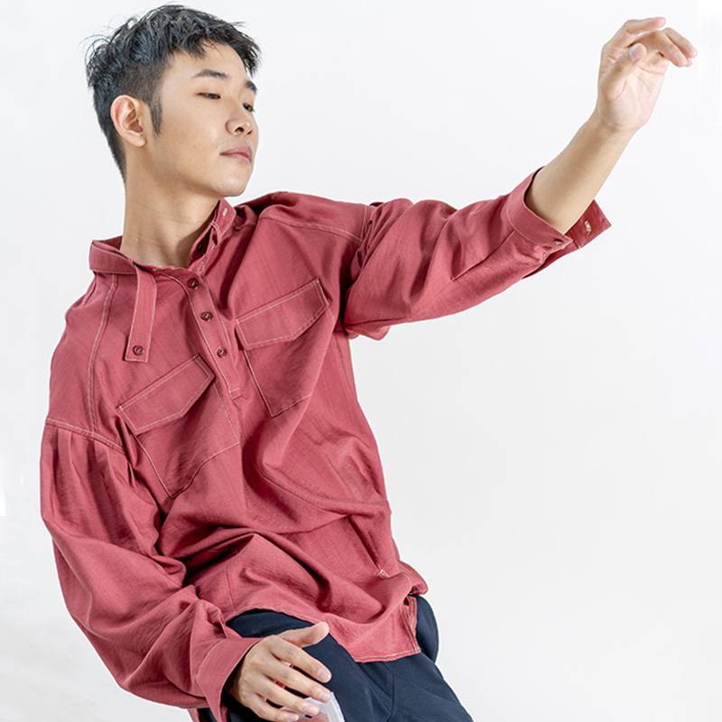 Z-02 Modern Dance Practice Shirt Performance Service Server Training Service All-Cotton Vertical Design High-end Men and Women Falling Shoulder Summer Autumn