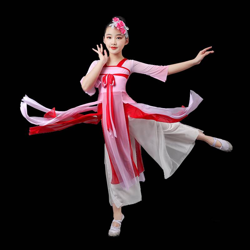 Dance white chiffon wide -leg pants female loose tea art service Hanfu pants high waist modern dance pants