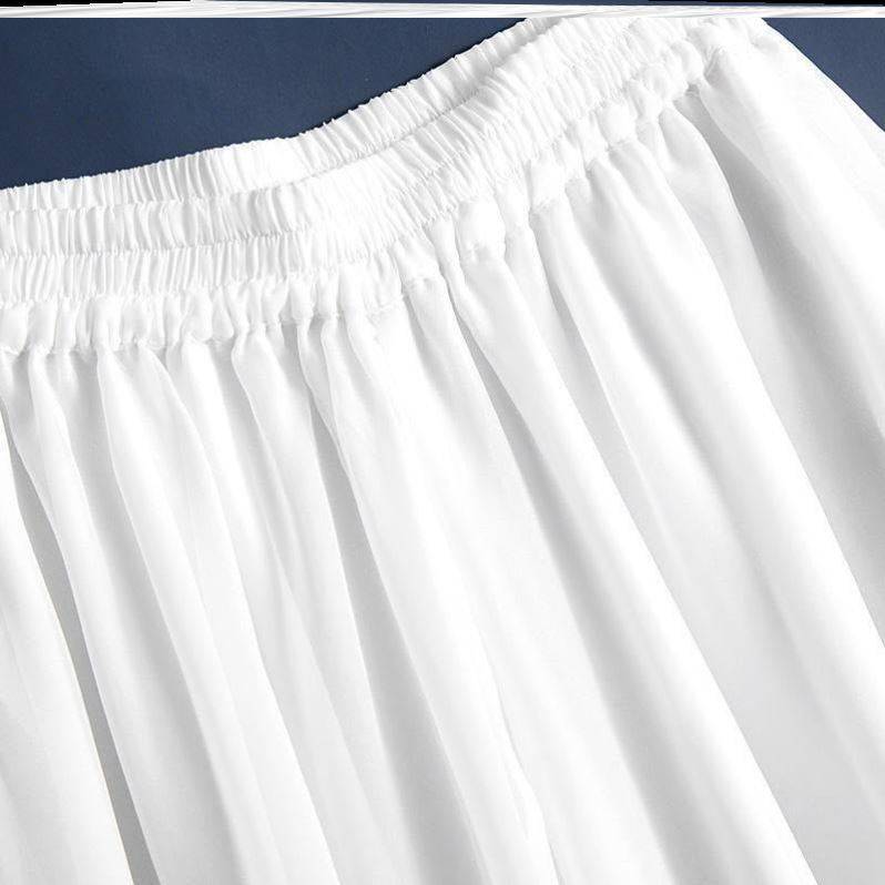 Classical dance white pants Modern white dance skirt half -body skirt practice pants men and women adult loose long gauze skirt