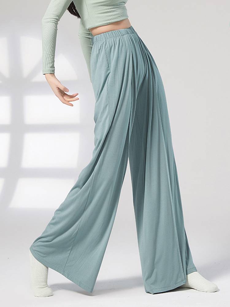 Modern dance pants dance pants female summer thin high waist straight -legged adult classical dance loose and ductive pants