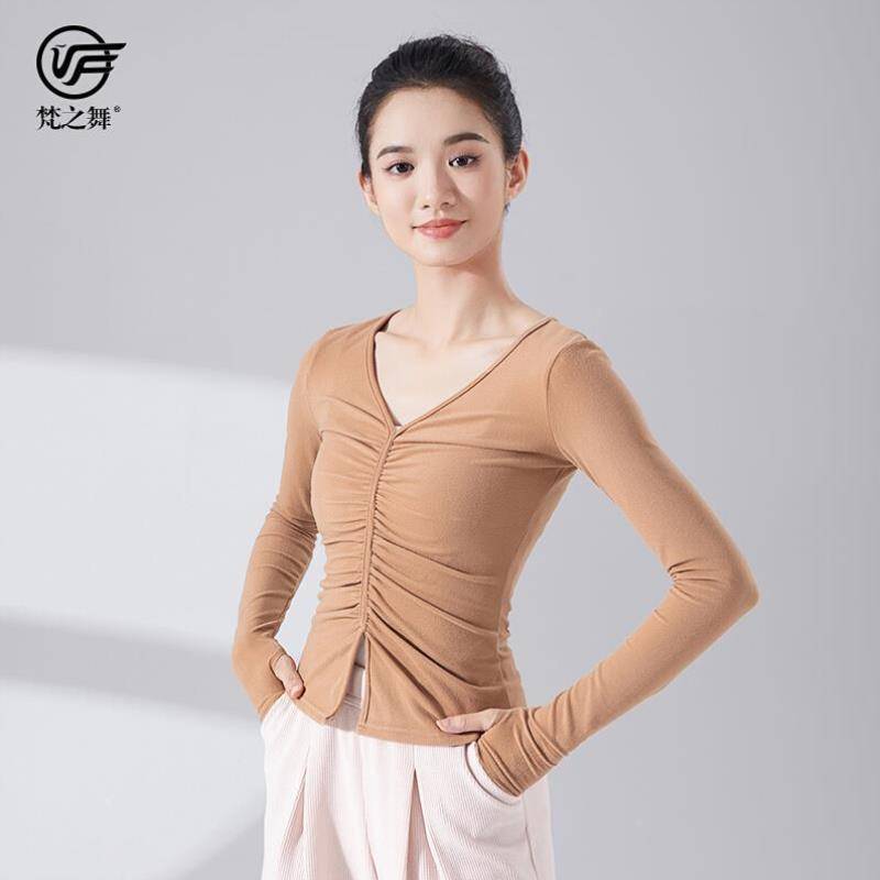 Brahma Dance Classical Modern Dance Practice Services Female Long -sleeved Sleeping Top Dancing 2023 New Autumn and Winter