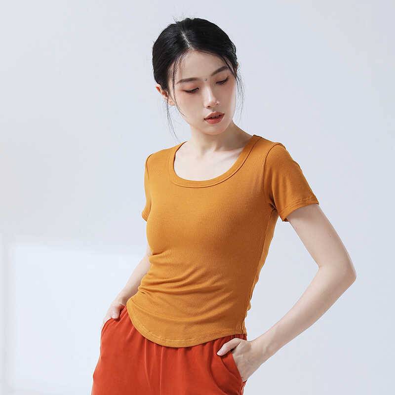 Modern dance street wearing summer dance clothing top jazz classical dance exercise training service sports clothes outside wearing thin short sleeves