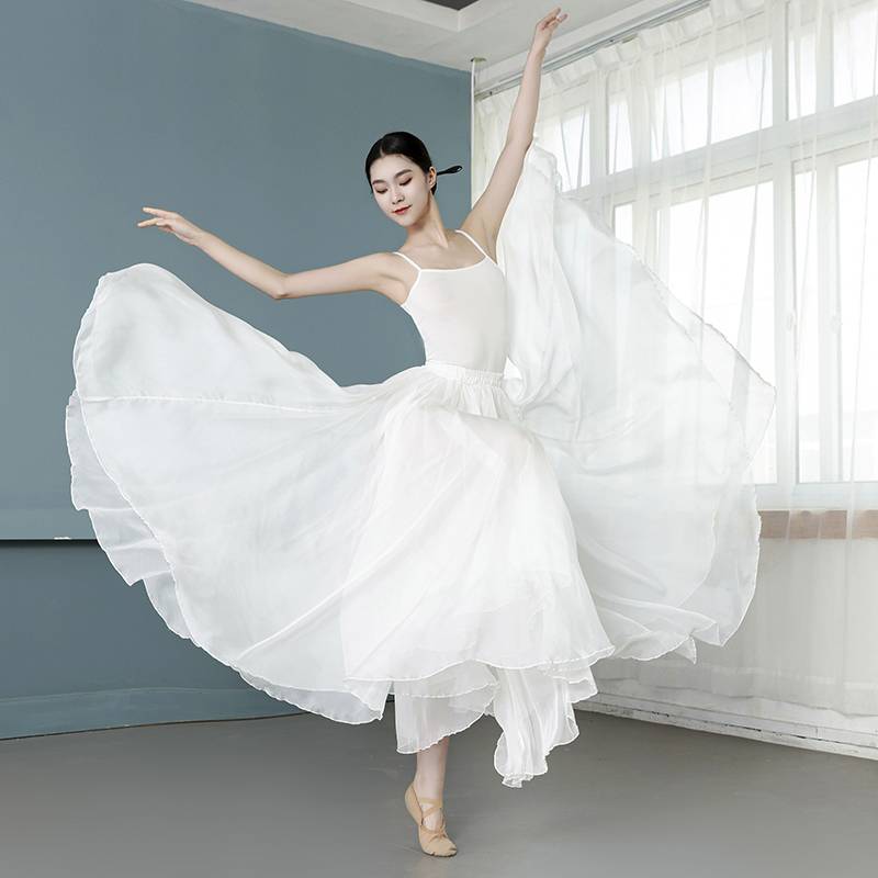 720 degrees oversized skirt Sky silk three -layer skirt Chinese modern dance classical dance service exercise exercise square dance