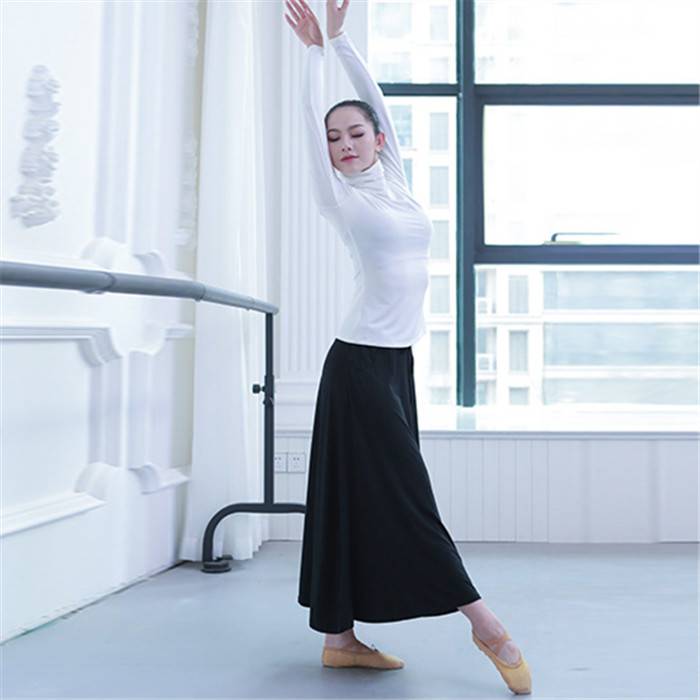 Autumn and winter modern dance dance exercise uniform tall female top teacher shape clothes long -sleeved Modal slim dancing jacket