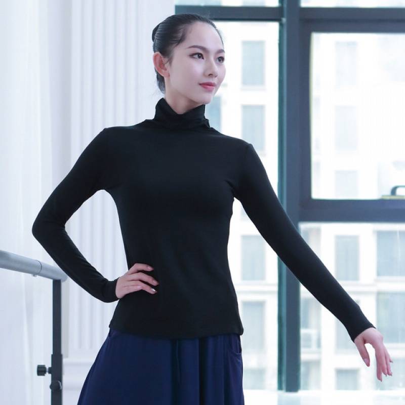 Autumn and winter modern dance dance exercise uniform tall female top teacher shape clothes long -sleeved Modal slim dancing jacket