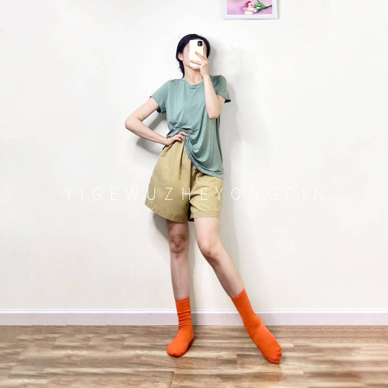 One grid modern dance shorts loose summer practice pants, men and women, five -point high waist wide -leg dance fitness pants