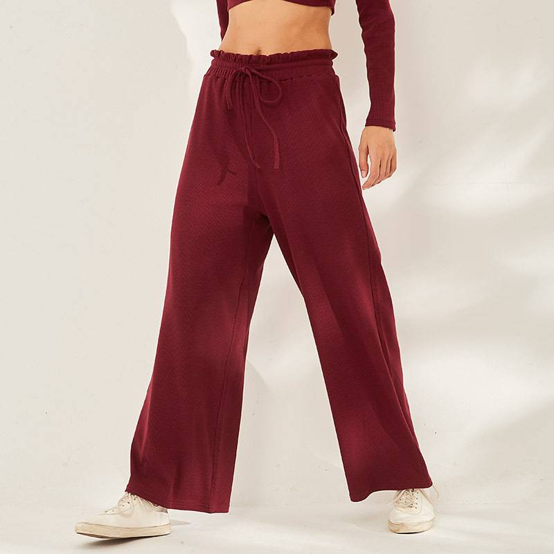 Modern dance suit fresh color practice pants straight lease wide -leg dance long pants yoga wide -leg dance pants female