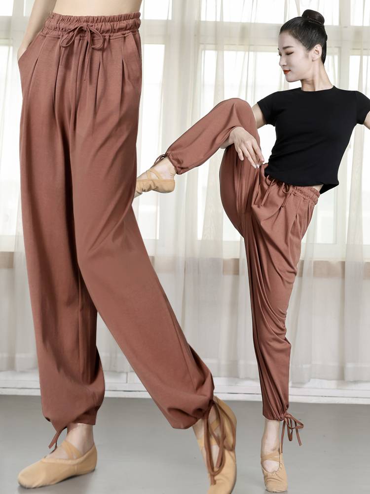 Dance practice pants Female adult spring Chinese classical dance form reflects dance clothing loose straight -legged wide -leg pants cotton