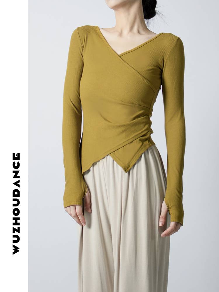 Dancezhou Danz Modern Dance Practice Dress Dress Drives Design Vedic Vedic Clothes Fingers long -sleeved temperament bottoming shirt