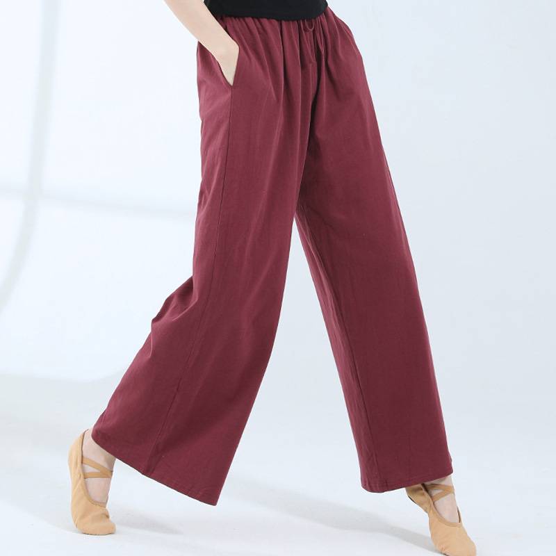 Modern dance loose wide -leg pants Students straight practice pants national dance adult tie tance