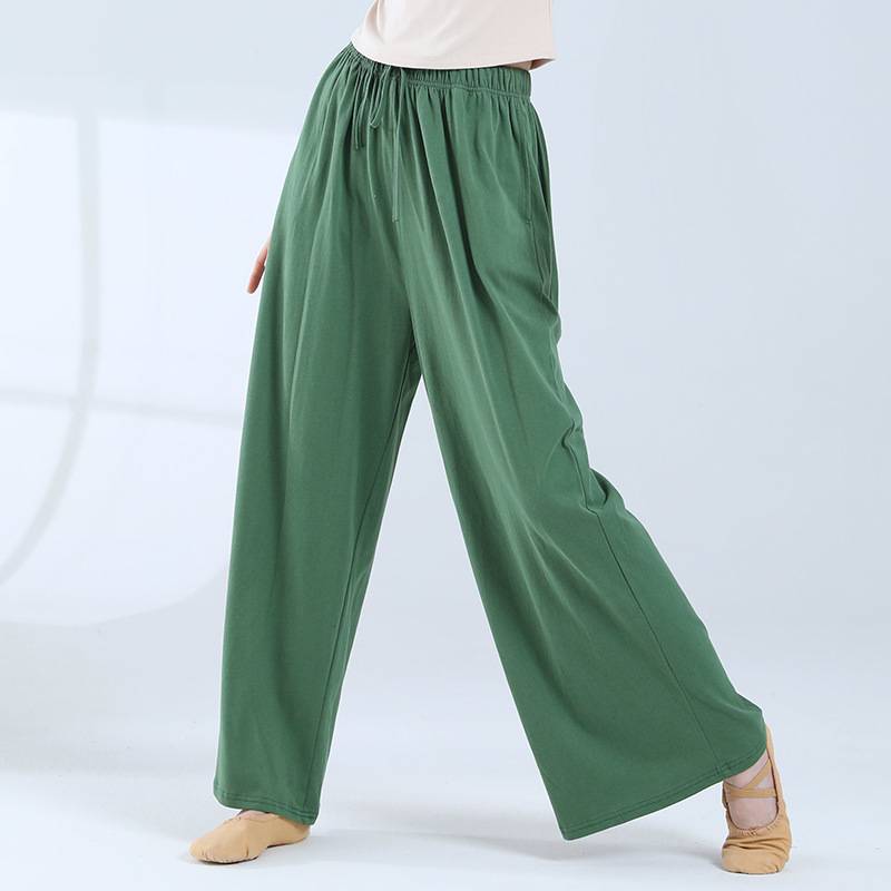 Modern dance loose wide -leg pants Students straight practice pants national dance adult tie tance