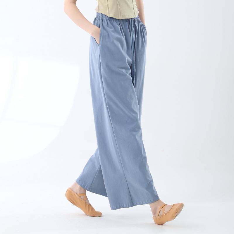 Modern dance loose wide -leg pants Students straight practice pants national dance adult tie tance