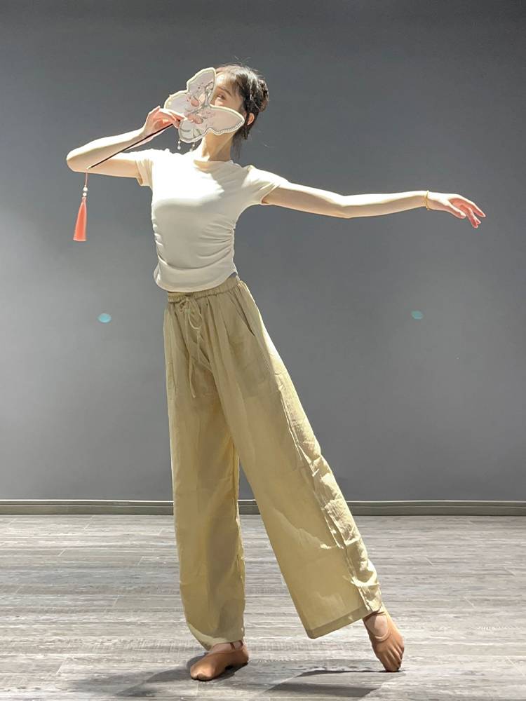 Modern dance top female 2024 summer new short -sleeved dance service Chinese classical dance exercise training suit