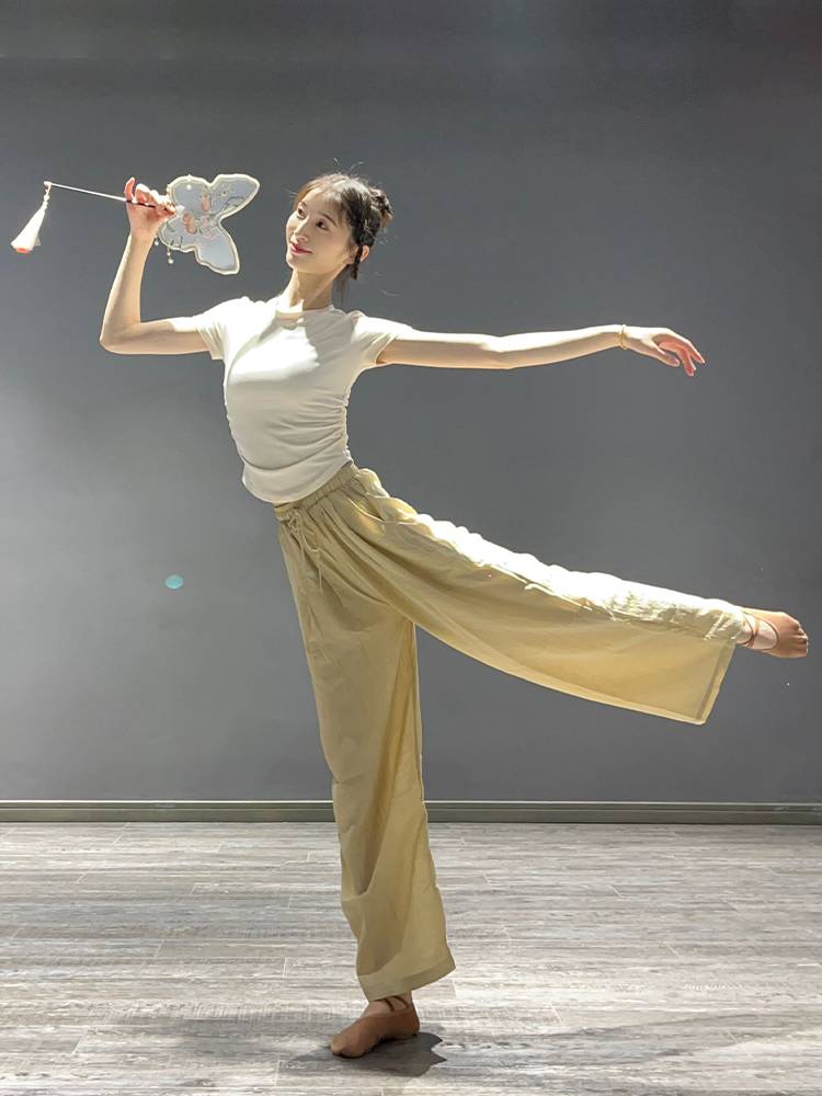 Modern dance top female 2024 summer new short -sleeved dance service Chinese classical dance exercise training suit