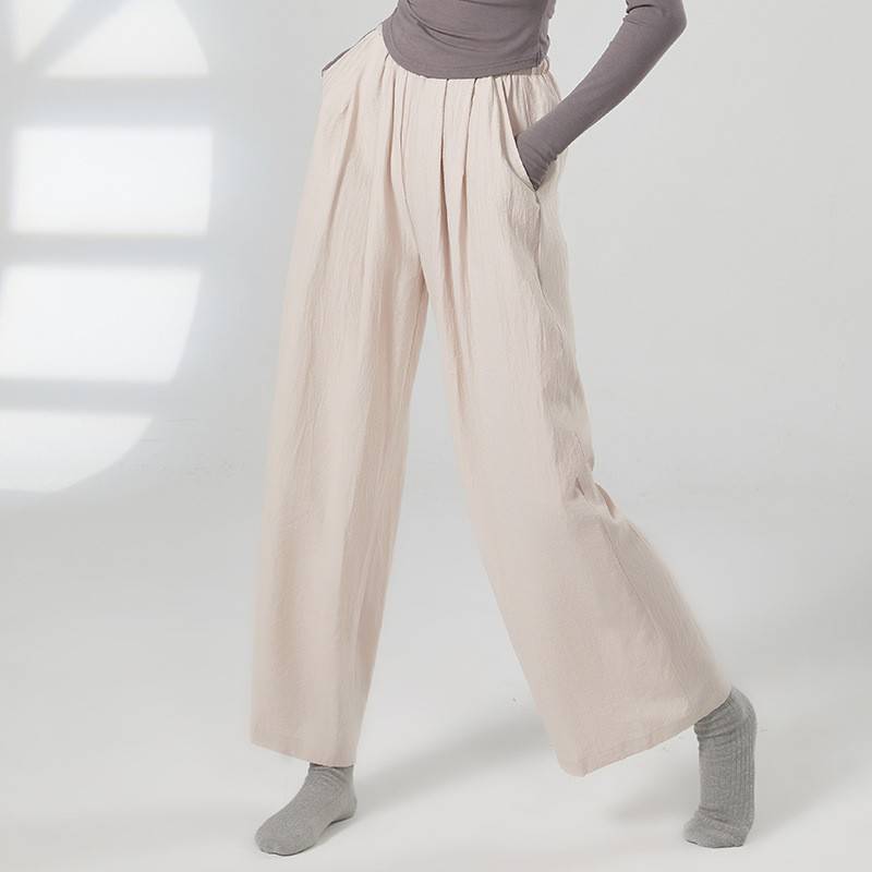 Loose and elegant national classical modern dance body training high -leg pants lace pocket art test performance clothing