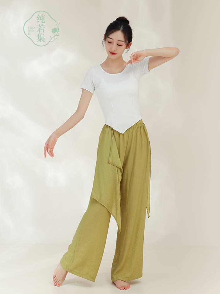 Pure Ji Ji Classical Dance Dance Short Practice Female Women's irregularities Training clothing Modern Dance Short Sleeve Top