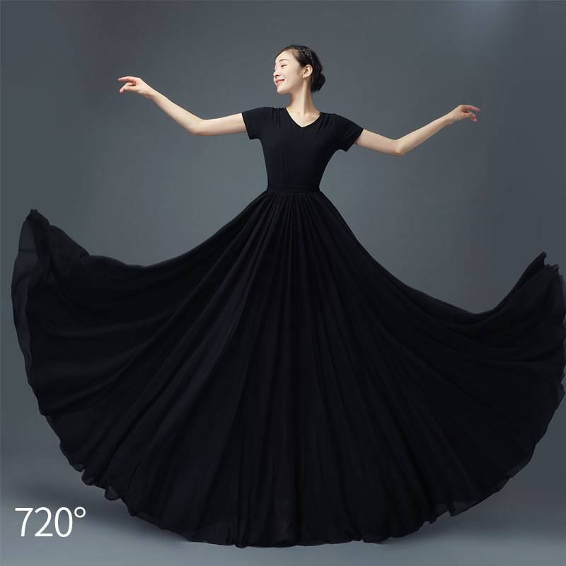 Classical dance clothing female elegant 720 degree long long skirt skirt Xinjiang modern dance performance training ginseng skirt