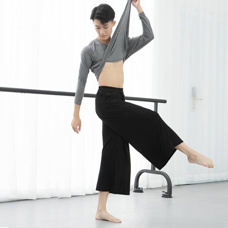 Dance service men's suits fitting exercise exercise high size top Modern dance students art test dance pants loose wide -leg pants