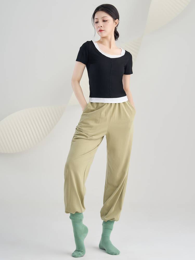 The new body dancing dance dance practice service top female adult short -sleeved Chinese modern dance art test training summer