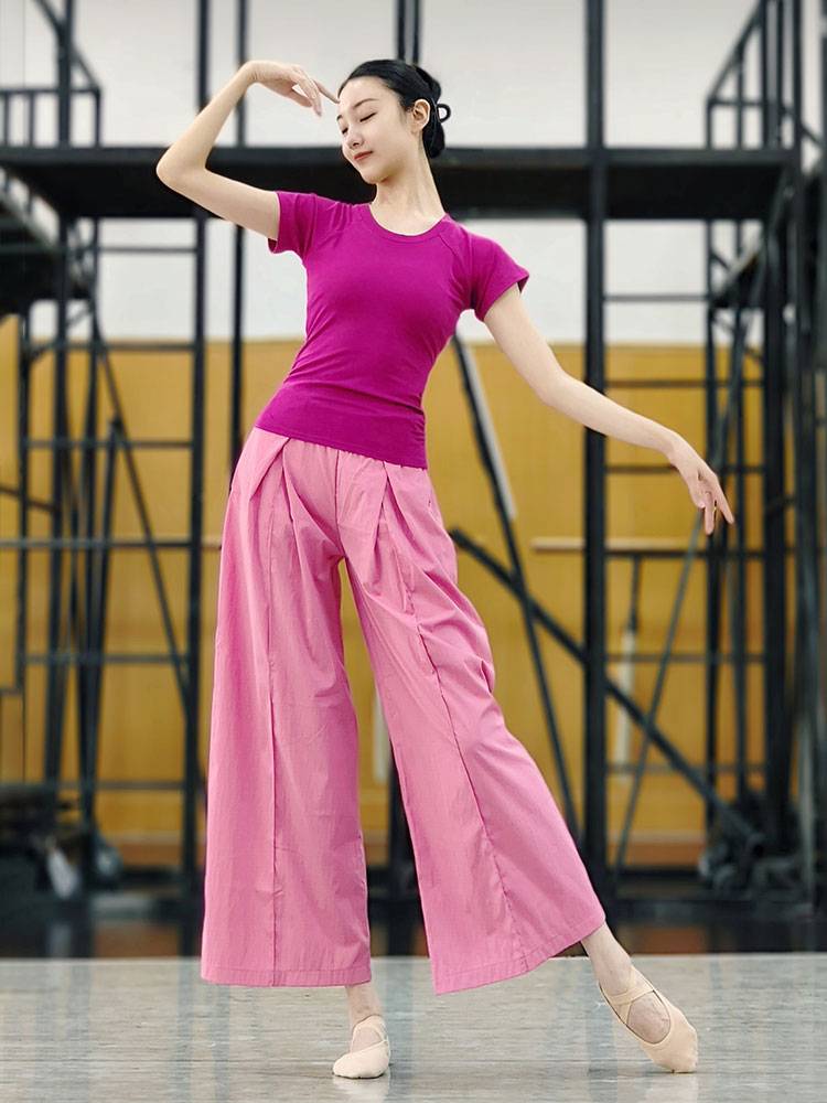 Classical dance top female summer new body dance practice clothes reveal back short -sleeved modern dance adult training clothing