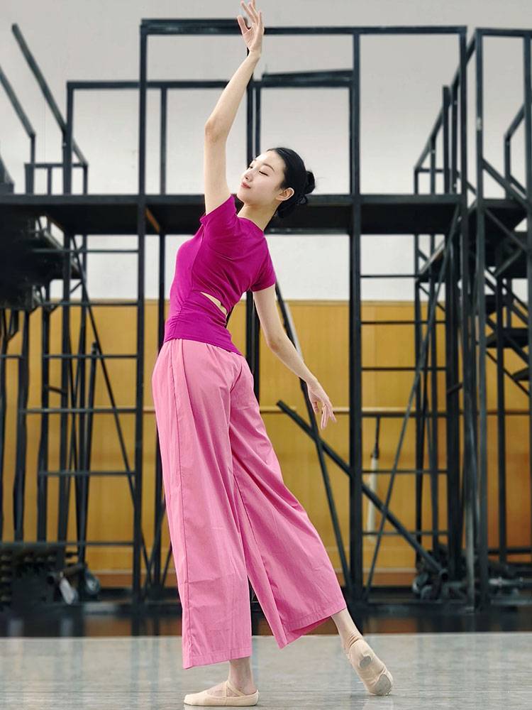 Classical dance top female summer new body dance practice clothes reveal back short -sleeved modern dance adult training clothing