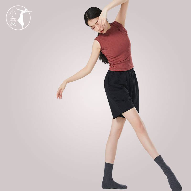 Modern dance clothing sleeveless vest women's shape training suit new solid color high -neck top dance practice service summer