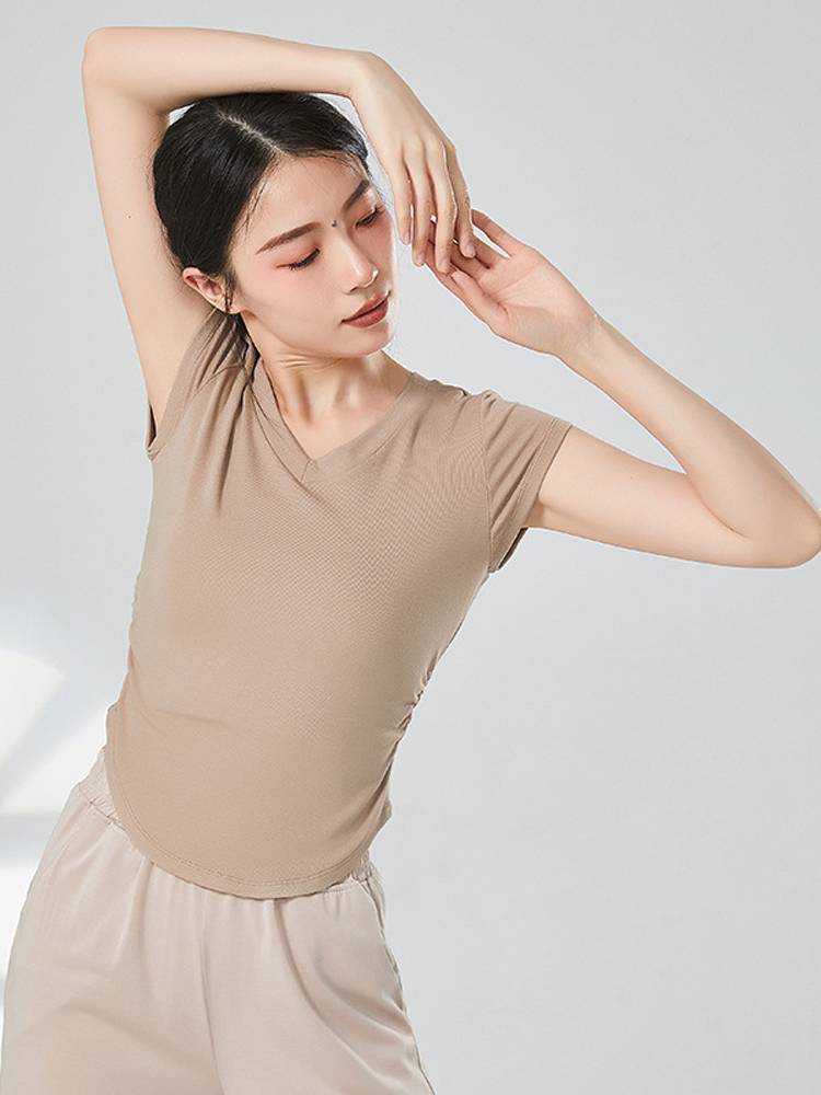 Student adult short -sleeved V -neck Sales Step Smok Sales Classical National Modern Dance Professional Fita Training Gong Clothing