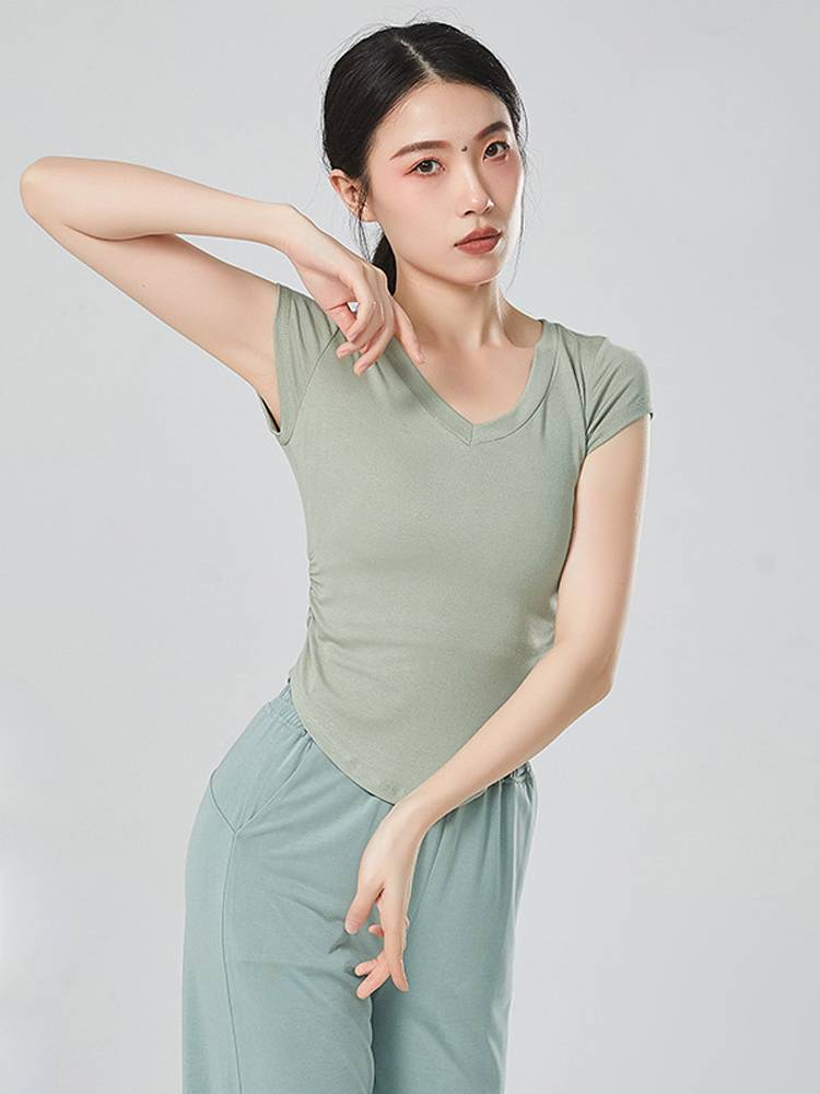 Student adult short -sleeved V -neck Sales Step Smok Sales Classical National Modern Dance Professional Fita Training Gong Clothing