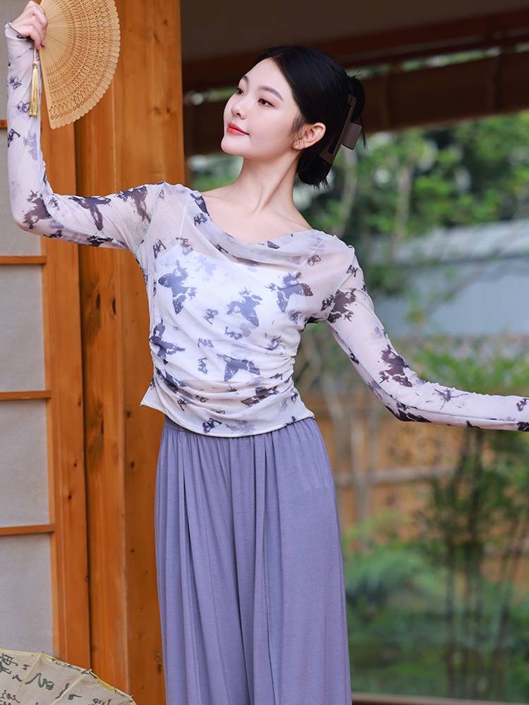 3238 Modern Dance Yaru Woman 2024 Summer New Adult Style Practice Chinese Classical Dancing Nets Top