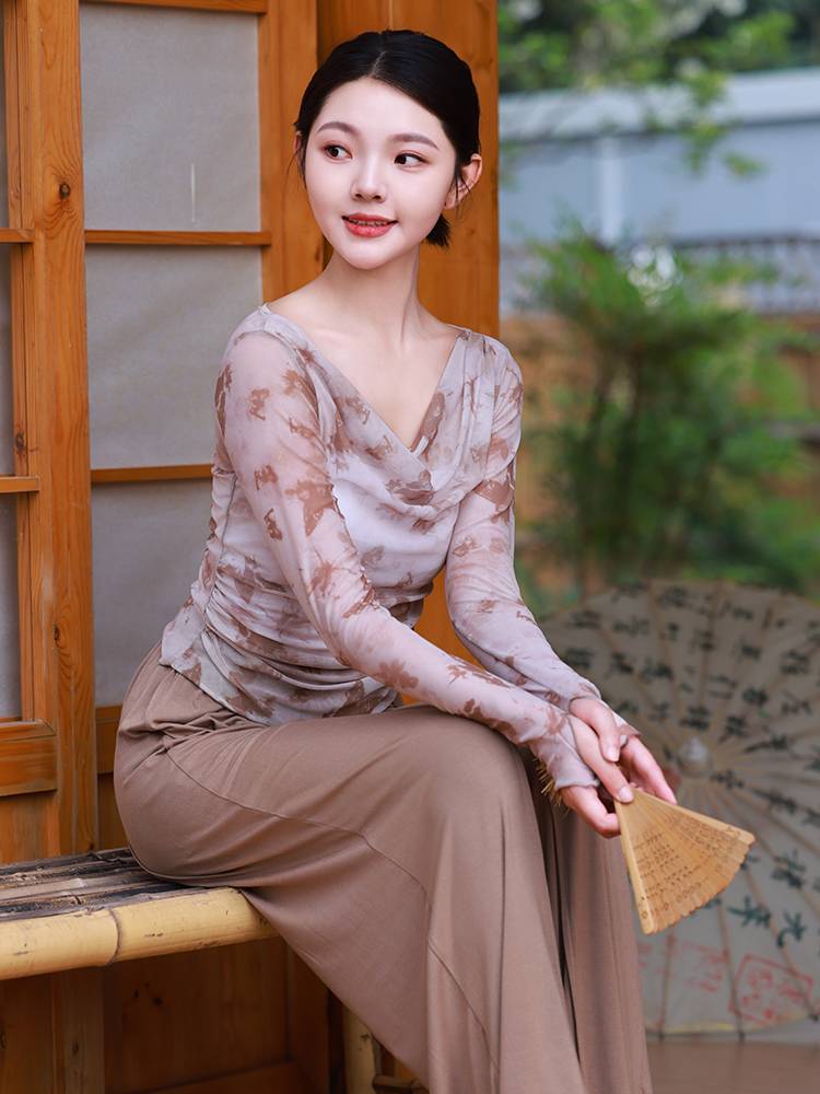 3238 Modern Dance Yaru Woman 2024 Summer New Adult Style Practice Chinese Classical Dancing Nets Top