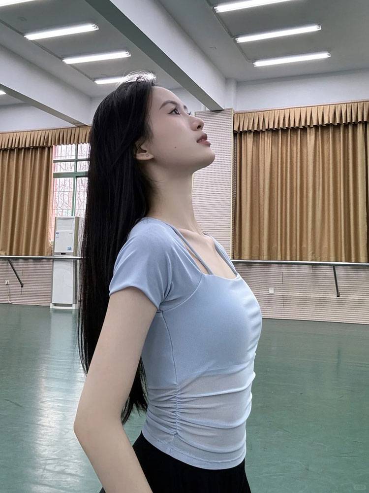 Modern dance net gauze top female summer body dance exercises temperament is thin professional classical dance training clothing