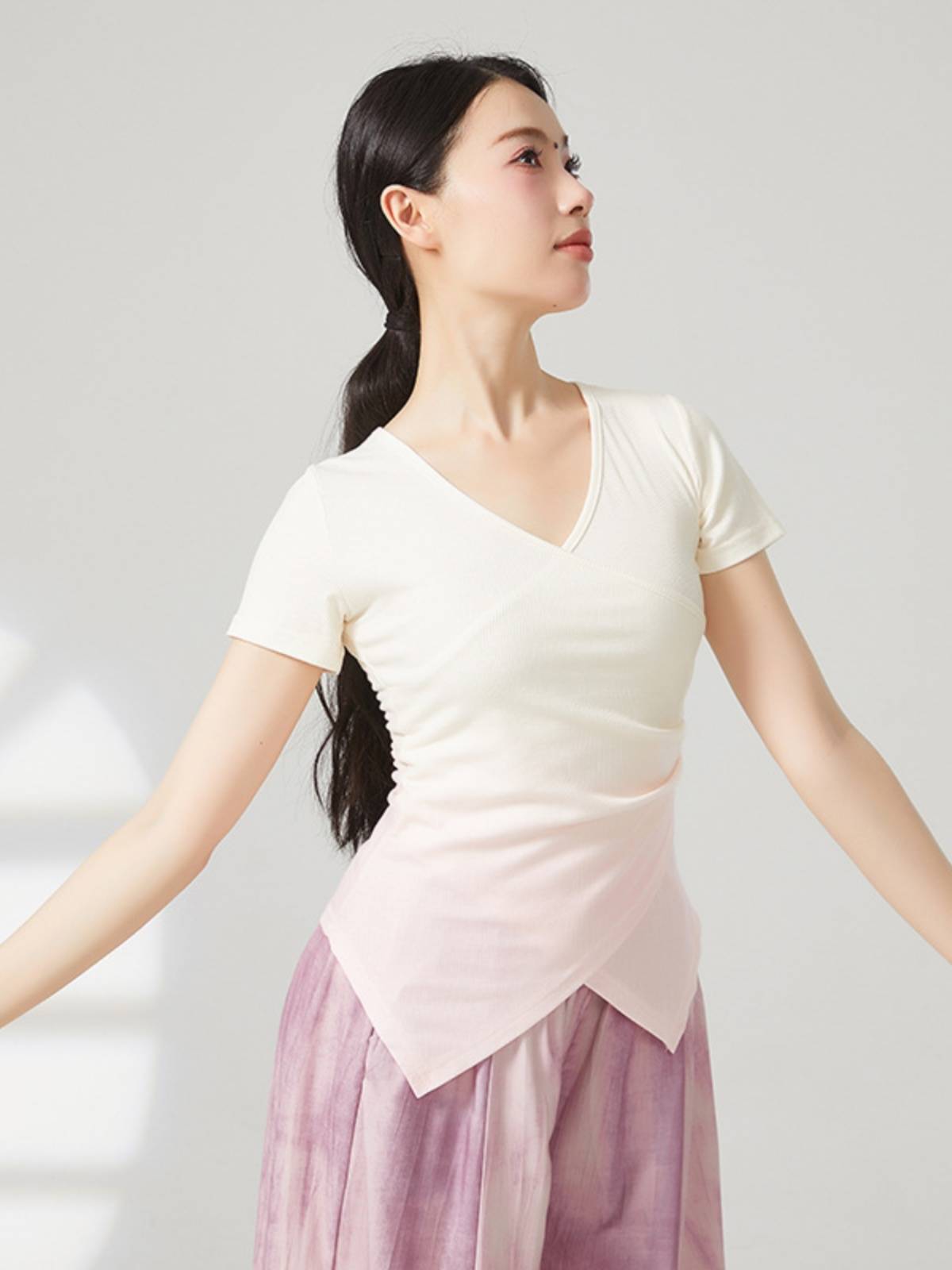 Modern dance adult dance clothing short -sleeved gradient jacket classical dance repair body clothes female teacher class