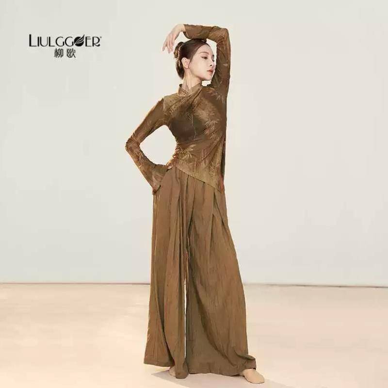 Liu Ge Modern Dance Practice Dressing Dance Step Loose Wide -leg Pants Chinese Classical Dance Flowing Straight Dance Pants Professional Fita Clothing