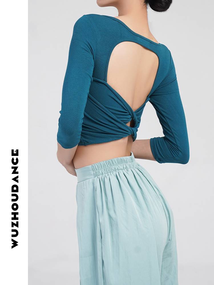 Dancezhou Danz Design Modern Dance Top Twoa Back Flowers Blossom Summer New Top Female Back Hollow Fashion Model
