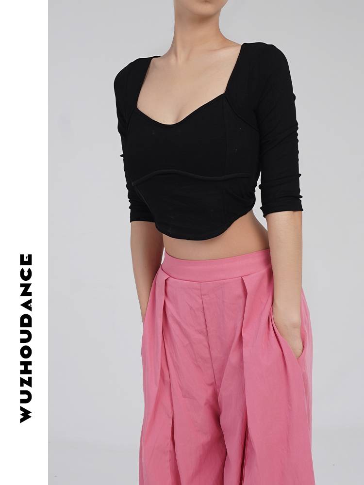 Dancezhou Danz Design Modern Dance Top Twoa Back Flowers Blossom Summer New Top Female Back Hollow Fashion Model