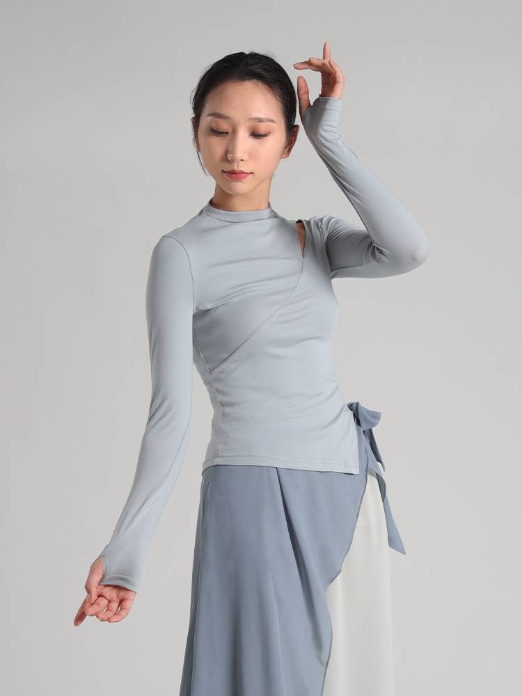 D397 dance service female modern dance classical dance ballet high bomber thread long -sleeved turtleneck open cotton tight