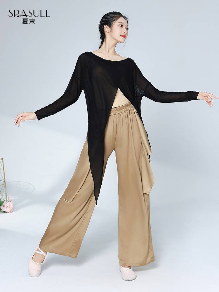 Xia Shu Modern Dance Dance Dance Dance Practice Dressing Dress Loose Long Sleeve Adult Classical Dance Clothing Close Black Training Server